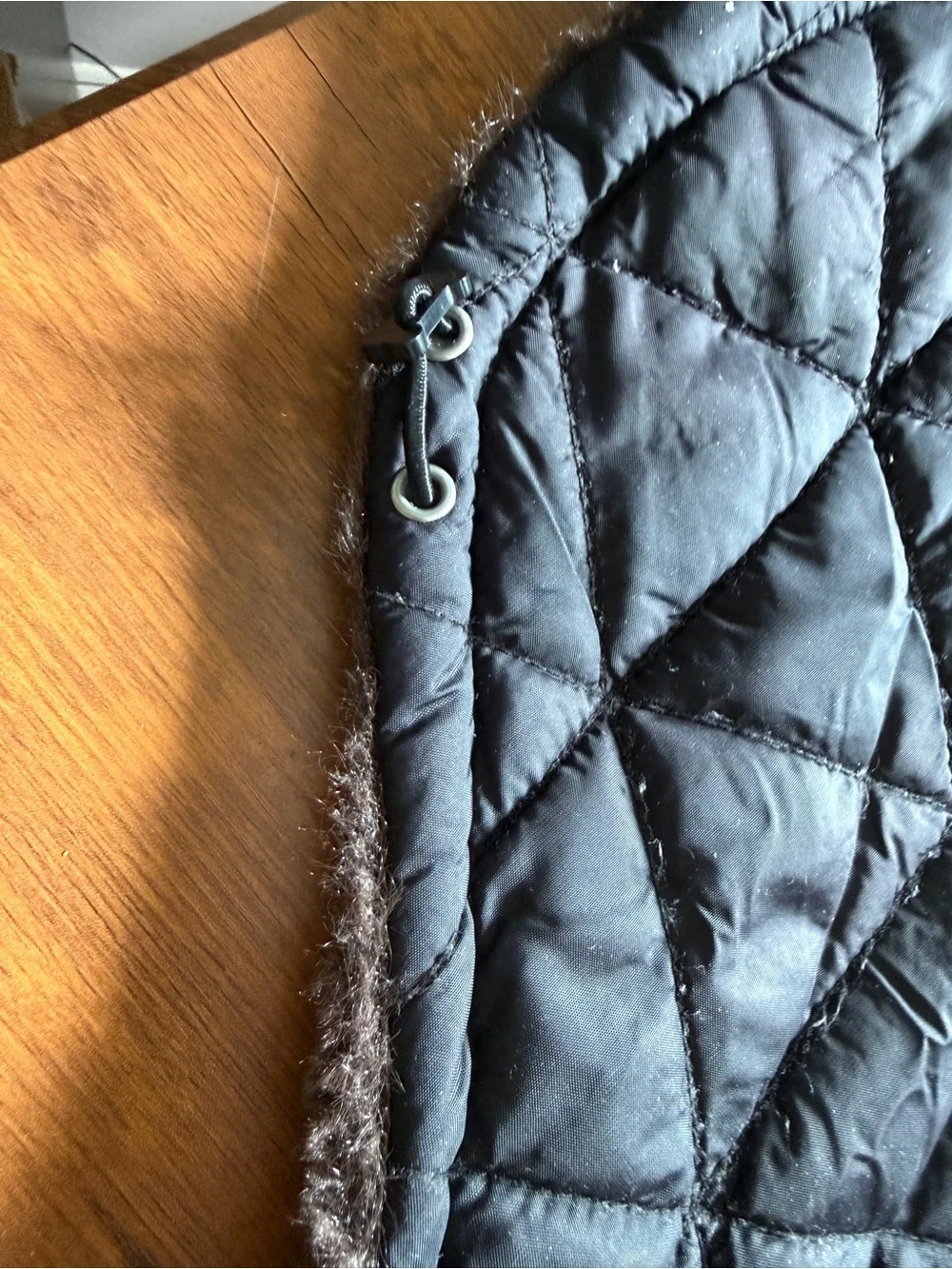 Quilted Faux-Fur Lined Pet Coat - Black and Brown size M